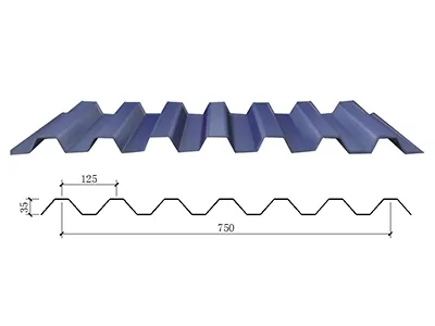 Paneles metálicos para muro (Perfil trapezoidal de 35 mm de profundidad × 750 mm de ancho)