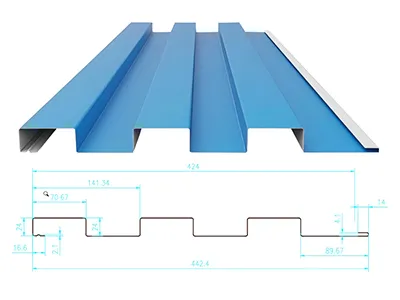 Paneles metálicos tipo muro (Perfil tipo listón de 24 mm de profundidad × 425 mm de ancho)